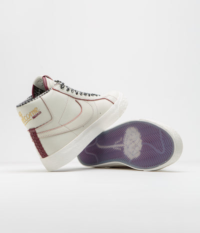 Nike SB x Welcome Skateboarding Blazer Mid Shoes - Sail / Dark Beetroot - White