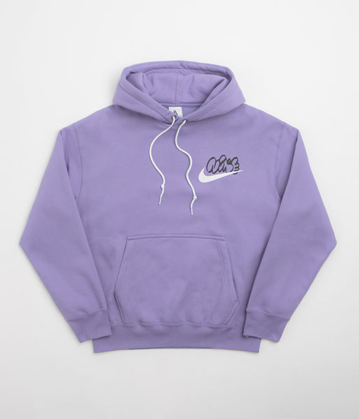 nike mini swoosh oversized hoodie in violet purple