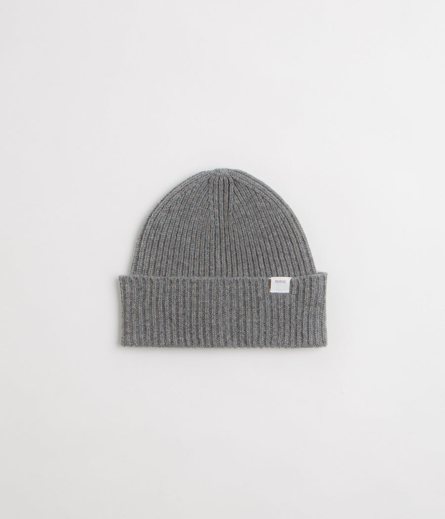 Norse Projects Merino Lambswool Beanie in Grey Melange