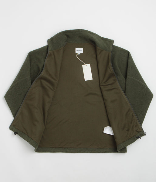 Norse Projects Tycho Pile Fleece Full Zip Jacket - Ivy Green