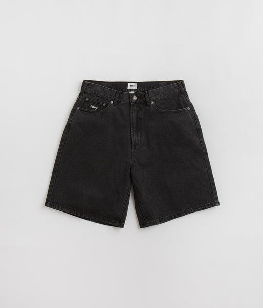Obey Bigwig Baggy Denim Shorts - Faded Black | flatspot