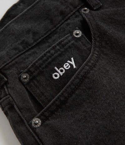Obey Bigwig Baggy Denim Shorts - Faded Black
