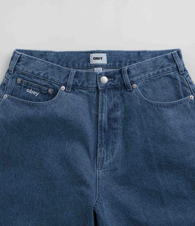 Obey Bigwig Baggy Denim Shorts - Light Indigo