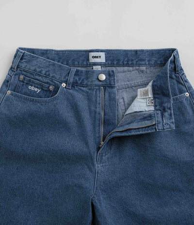 Obey Bigwig Baggy Denim Shorts - Light Indigo