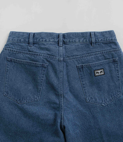 Obey Bigwig Baggy Denim Shorts - Light Indigo