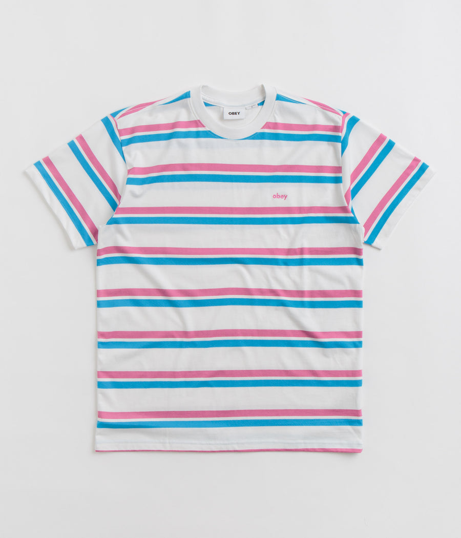 Obey Distance Stripe T-Shirt - White Multi