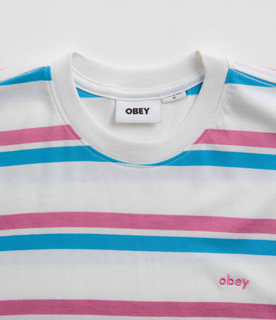 Obey Distance Stripe T-Shirt - White Multi