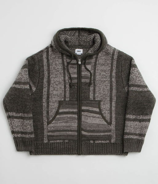 Obey Zip Up Baja Hoodie Leaf Multi Flatspot