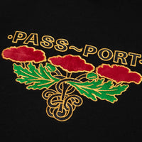 Pass Port Emblem Applique Crewneck Sweatshirt - Black thumbnail
