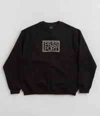 Pass Port Invasive Embroidered Crewneck Sweatshirt in Black