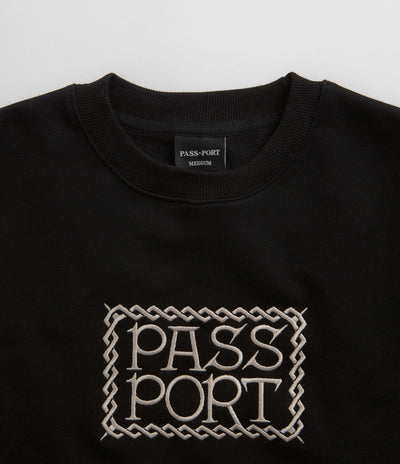 Pass Port Invasive Embroidered Crewneck Sweatshirt - Black