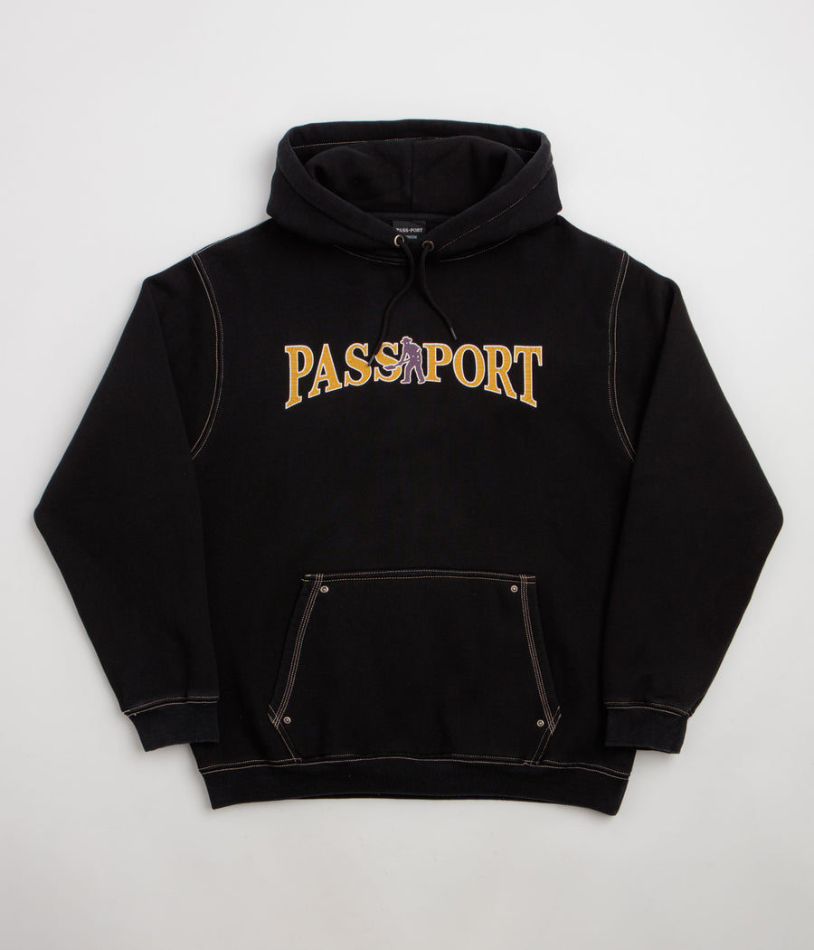 Pass Port Official Contrast Hoodie - Washed Black