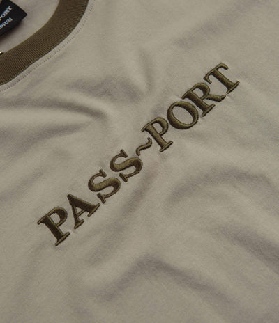 Pass Port Official Contrast Organic T-Shirt in Khaki