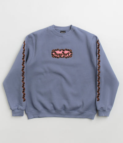 Pass Port Pattoned Crewneck Sweatshirt - Washed Out Blue