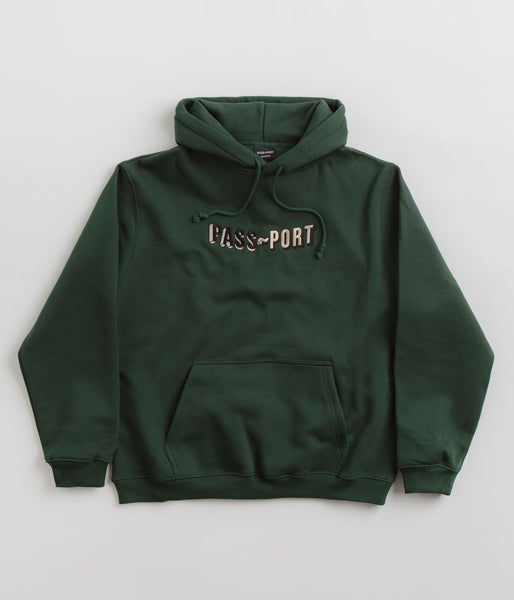 Pass Port Sunken Logo Embroidery Hoodie - Forest Green Pass Port Sunken Logo Embroidery Hoodie - Forest Green