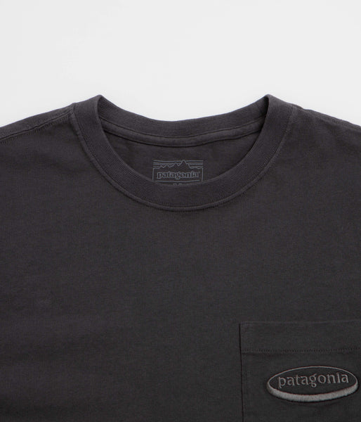 Patagonia 95 Oval Logo Pocket Long Sleeve T-Shirt - Ink Black