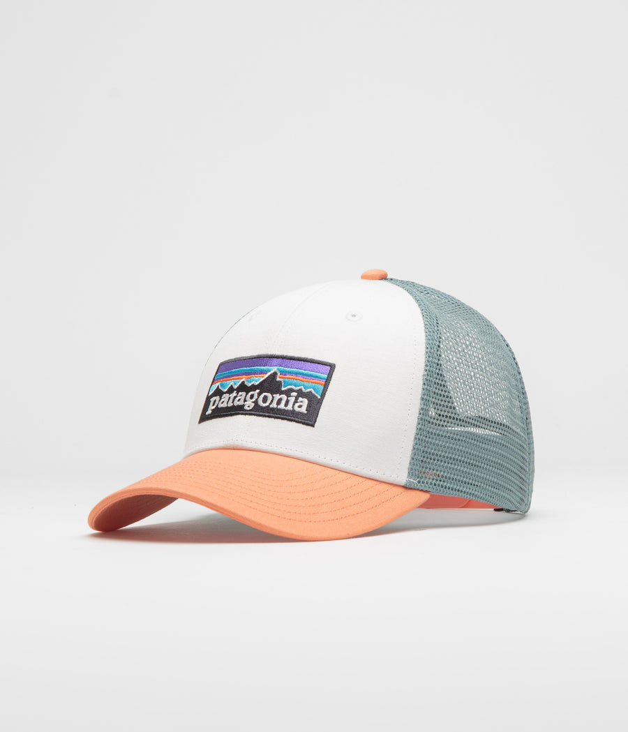 Patagonia P-6 Logo LoPro Trucker Cap - White / Peach Sherbet