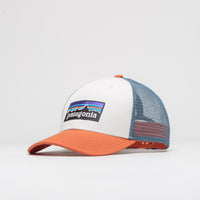 Patagonia P-6 Logo LoPro Trucker Cap - White / Redtail Rust thumbnail