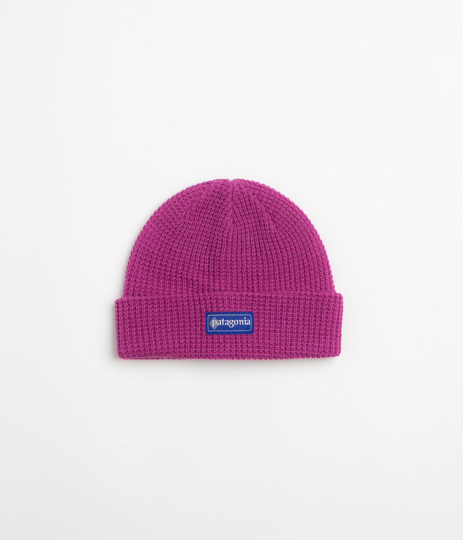 Patagonia Snowdrifter Beanie in Hut Tripper Label: Amaranth Pink