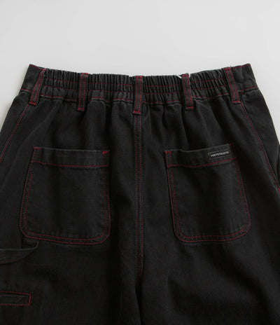 Poetic Collective Denim Sculptor Pants - Black / Red Stitch