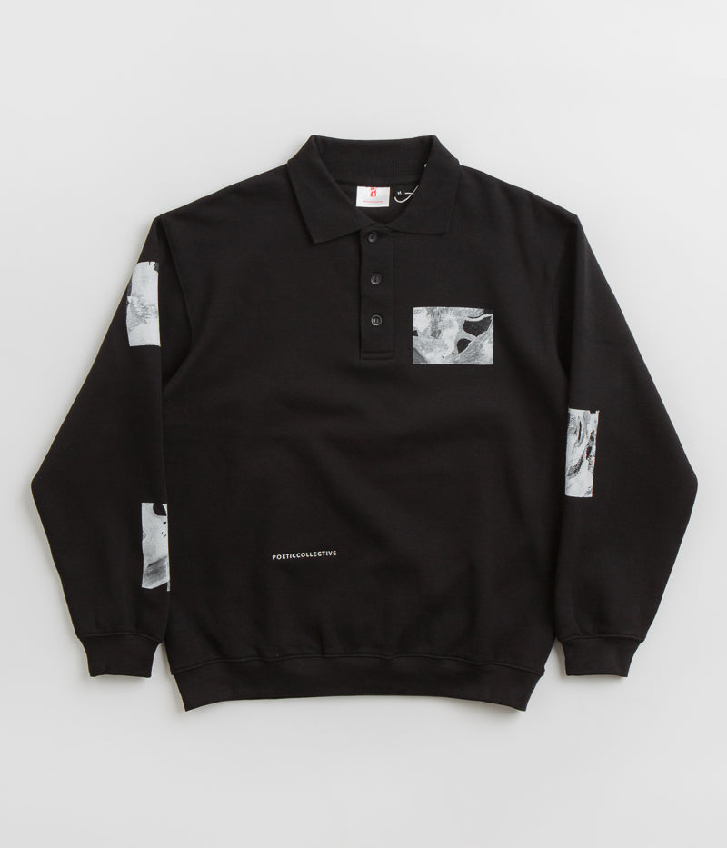 Poetic Collective Fluid Heavy Polo Crewneck Sweatshirt - Black