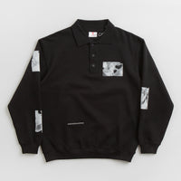 Poetic Collective Fluid Heavy Polo Crewneck Sweatshirt - Black thumbnail