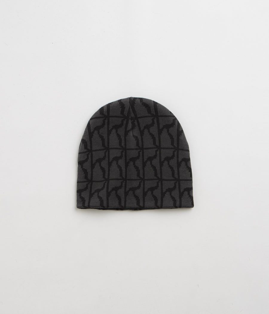 Poetic Collective Logo Repeat Pattern Beanie in Black