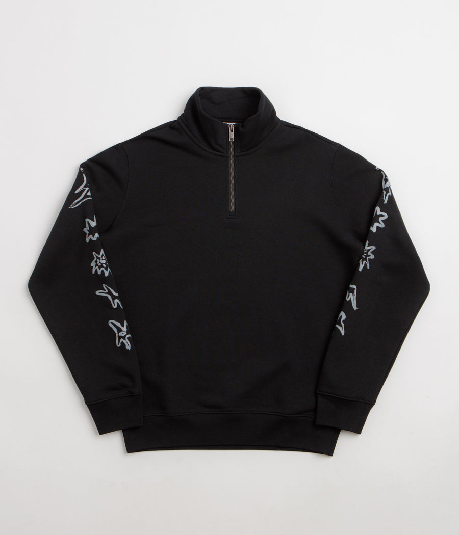 Poetic Collective Nocturnal Half Zip Crewneck Sweatshirt - Black