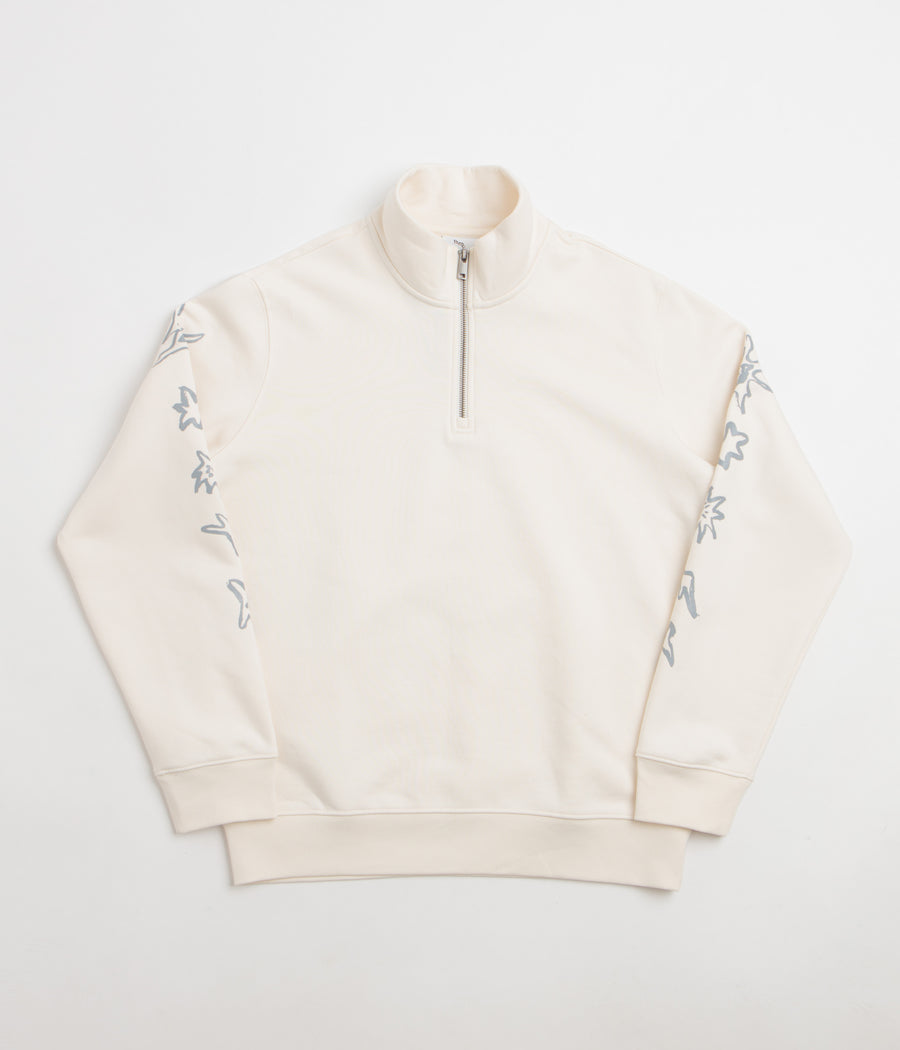 Poetic Collective Nocturnal Half Zip Crewneck Sweatshirt - Ivory