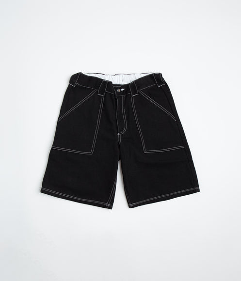 Poetic Collective Painter Shorts - Black Denim / White Stitch