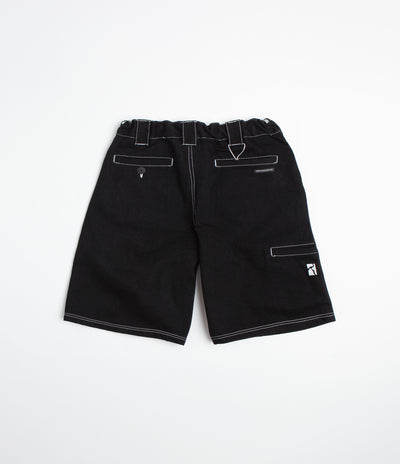 Poetic Collective Painter Shorts - Black Denim / White Stitch