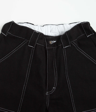 Poetic Collective Painter Shorts - Black Denim / White Stitch