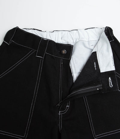 Poetic Collective Painter Shorts - Black Denim / White Stitch