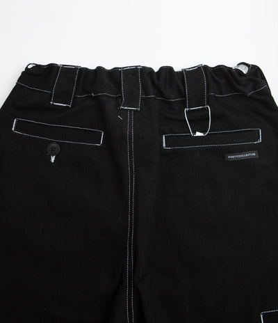 Poetic Collective Painter Shorts - Black Denim / White Stitch