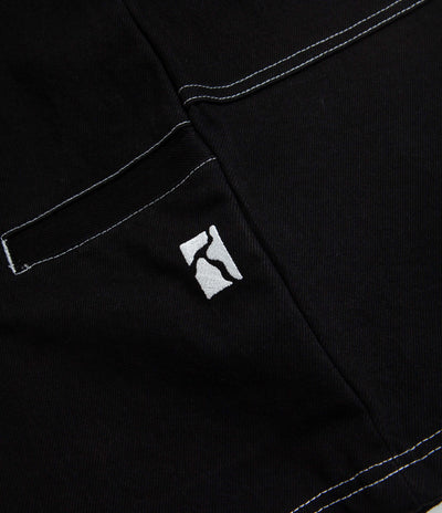 Poetic Collective Painter Shorts - Black Denim / White Stitch