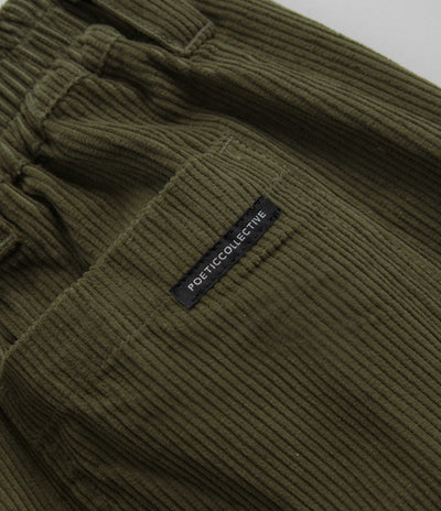Poetic Collective Poet Corduroy Cargo Pants in Olive Green