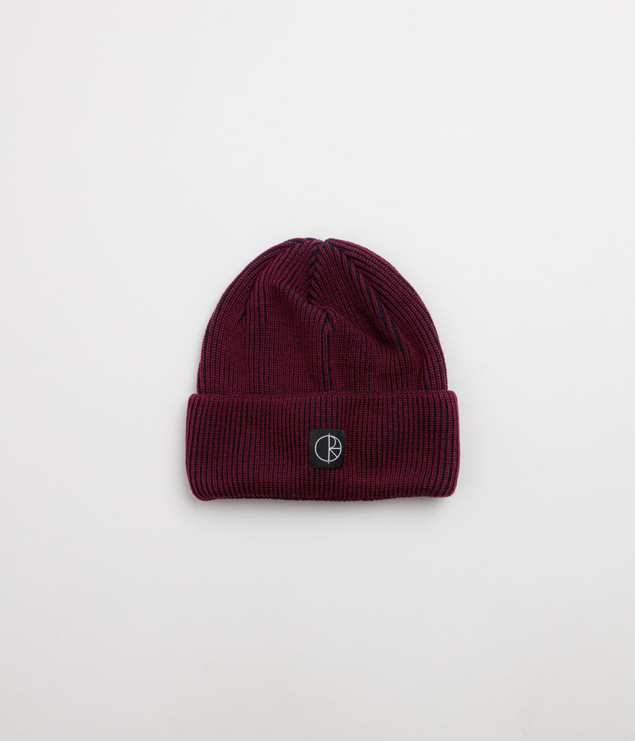 Polar Merino Lines Beanie - Wine / Navy