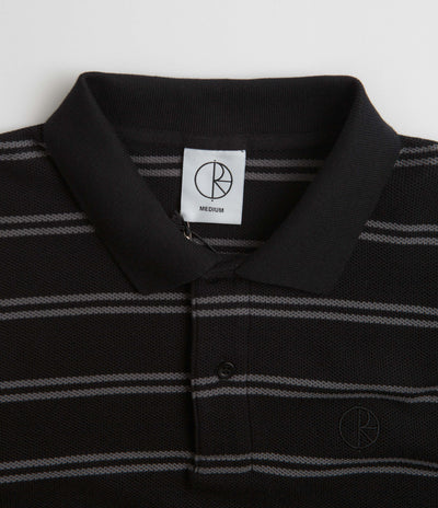 Polar Stripe Long Sleeve Polo Shirt - Black