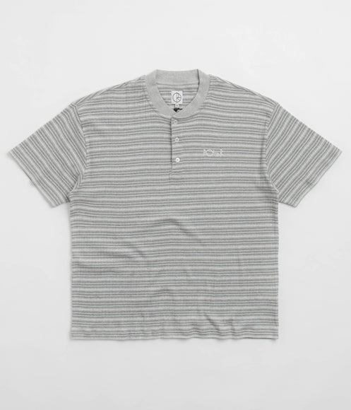 Polar Stripe Rib Henley T-Shirt - Heather Grey