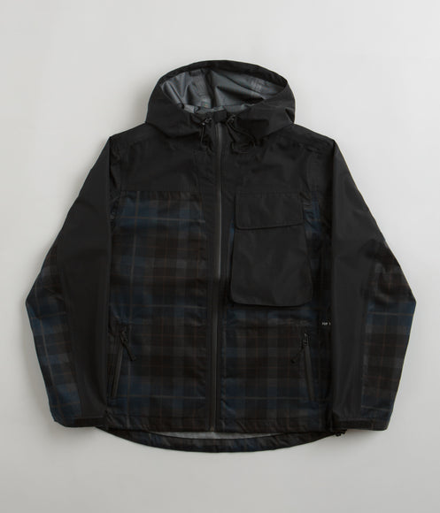 Pop Trading Company Big Pocket Hooded Jacket - Black / Navy Check