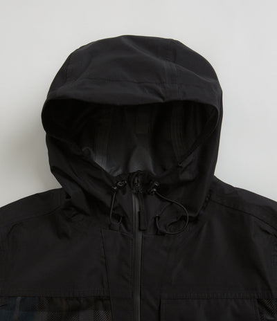 Pop Trading Company Big Pocket Hooded Jacket - Black / Navy Check