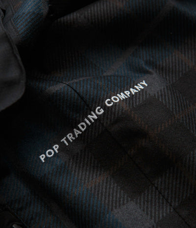 Pop Trading Company Big Pocket Hooded Jacket - Black / Navy Check