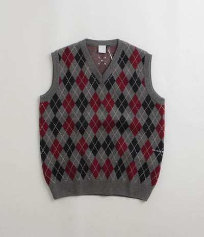 Pop Trading Company Burlington Knitted Spencer Vest - Charcoal / Multi