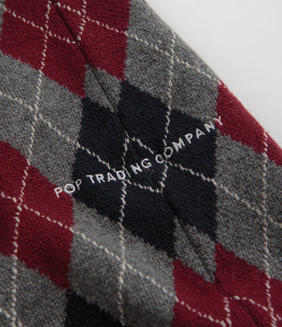 Pop Trading Company Burlington Knitted Spencer Vest - Charcoal / Multi