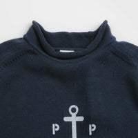 Pop Trading Company Captain Knitted Crewneck Sweatshirt - Navy thumbnail