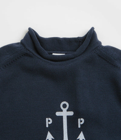 Pop Trading Company Captain Knitted Crewneck Sweatshirt - Navy