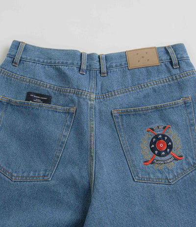 Pop Trading Company Crest Denim DRS Pants - Stonewash