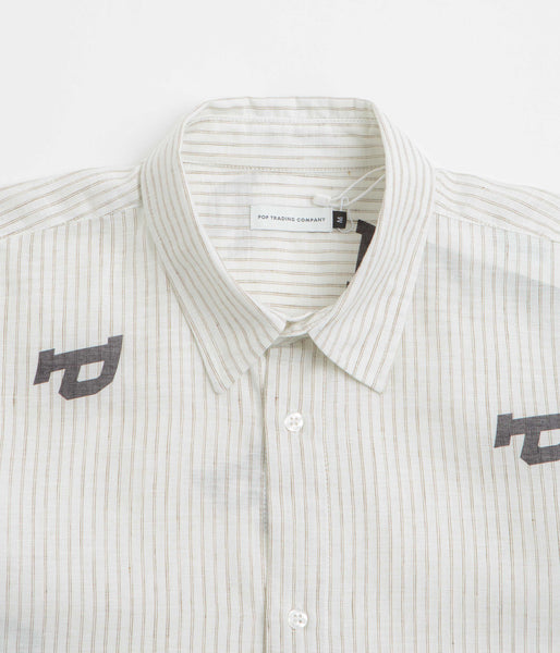 Pop Trading Company Letters Striped Pop Shirt - White Linen | flatspot