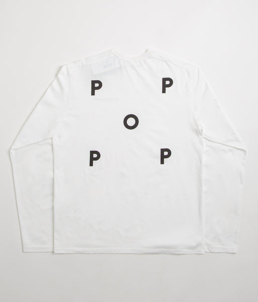 Pop Trading Company Logo Long Sleeve T-Shirt - White / Black