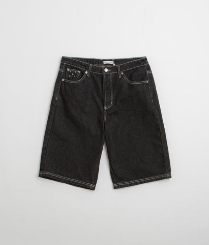 Pop Trading Company Longer DRS Shorts - Black Denim | flatspot